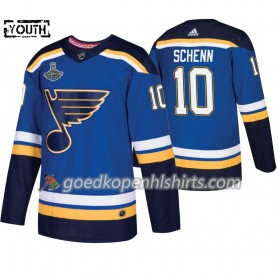 St. Louis Blues Brayden Schenn 10 Adidas 2019 Stanley Cup Champions Royal Authentic Shirt - Kinderen